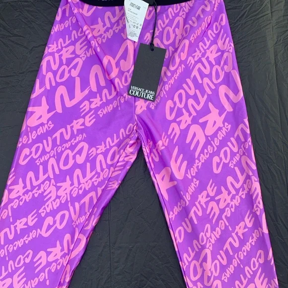 Versace Jeans Collection Purple Leggings with Bold Pattern - Picture 1 of 2
